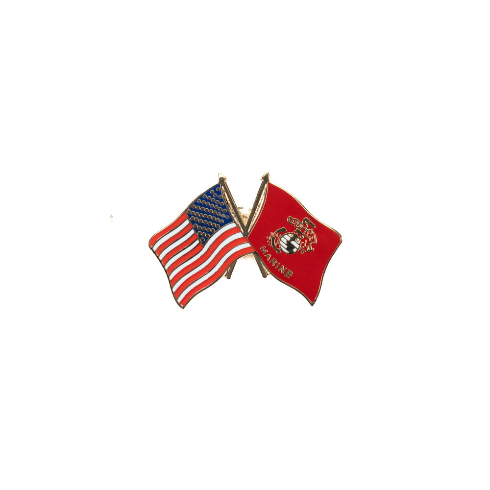 Marine Corps Crossed with US Flag Lapel Pin