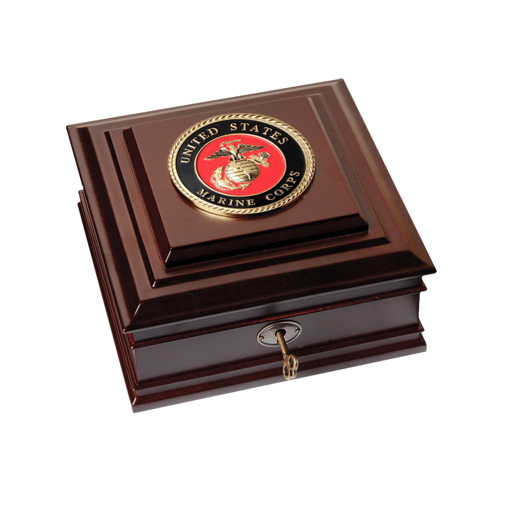 Desktop Box with USMC Emblem Medallion