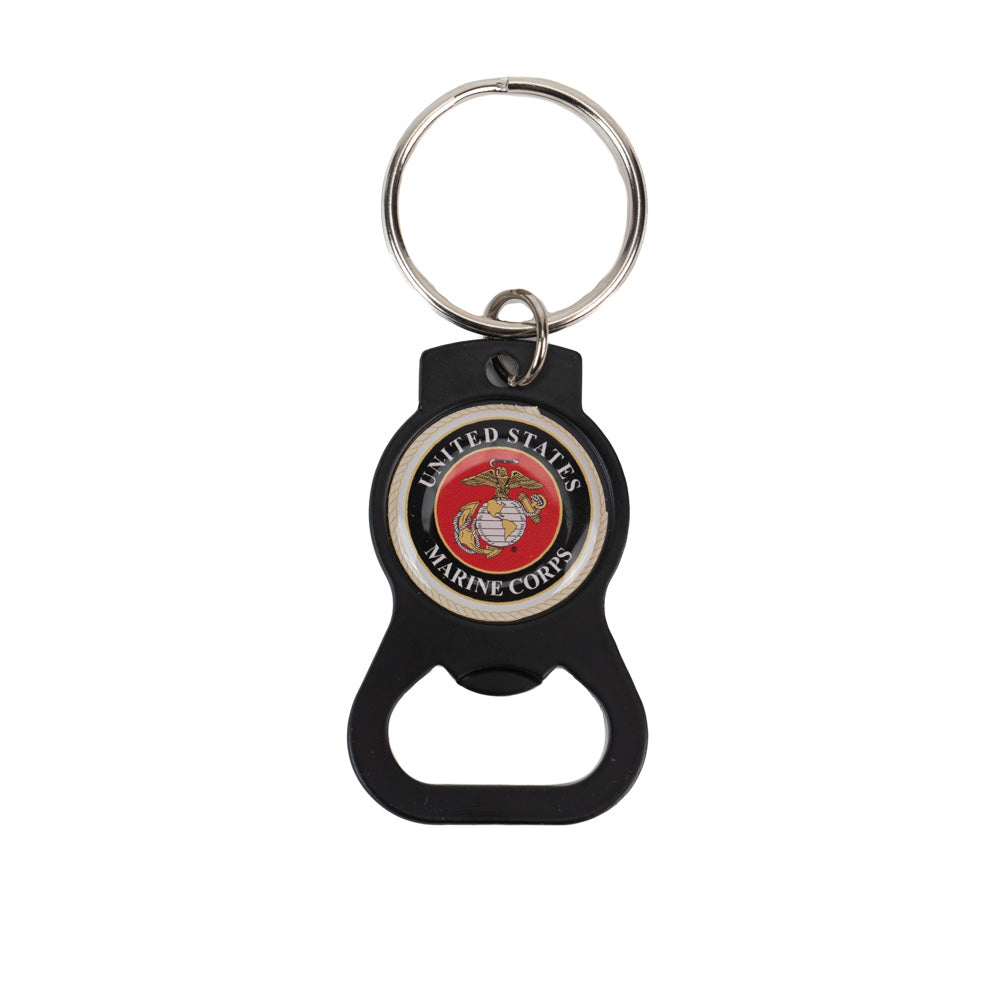 Black USMC Emblem Bottle Opener Keychain