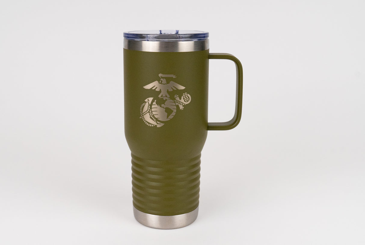Laser Etched EGA Handle Travel Mug 20oz.