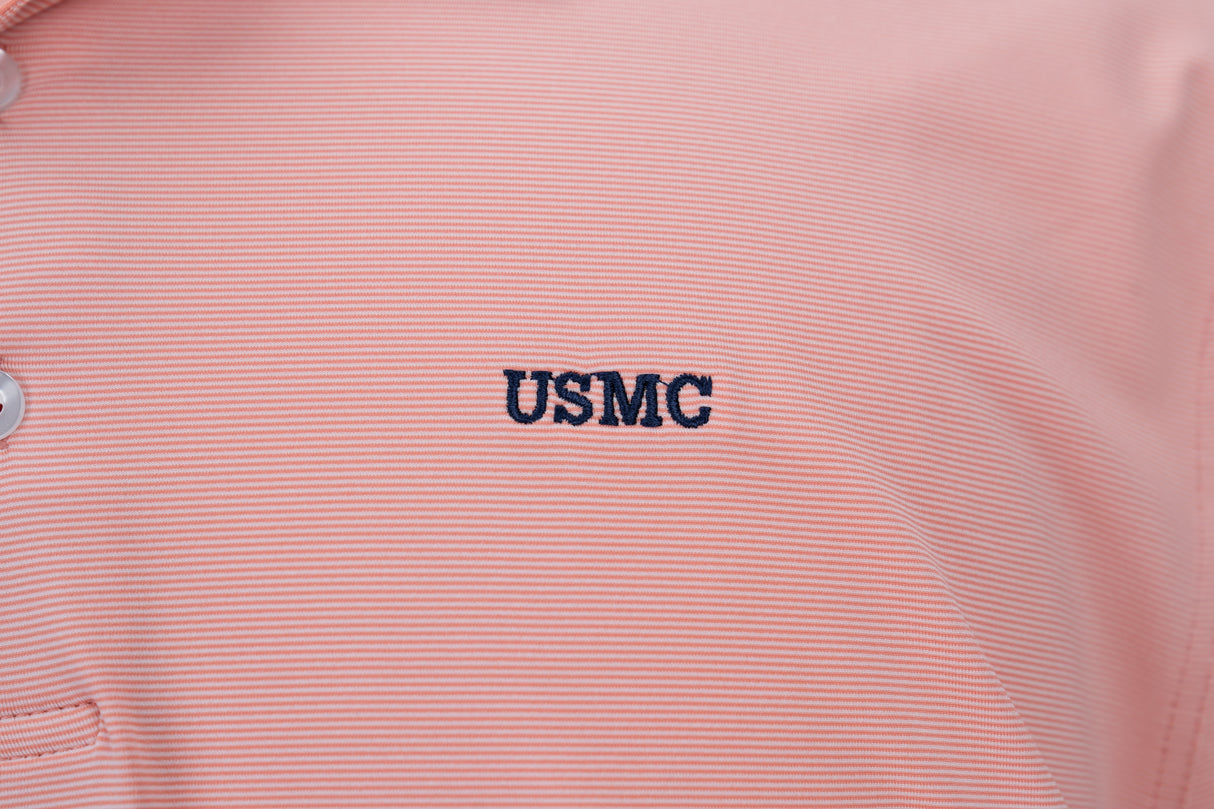 Pinstripe USMC Polo-Salmon