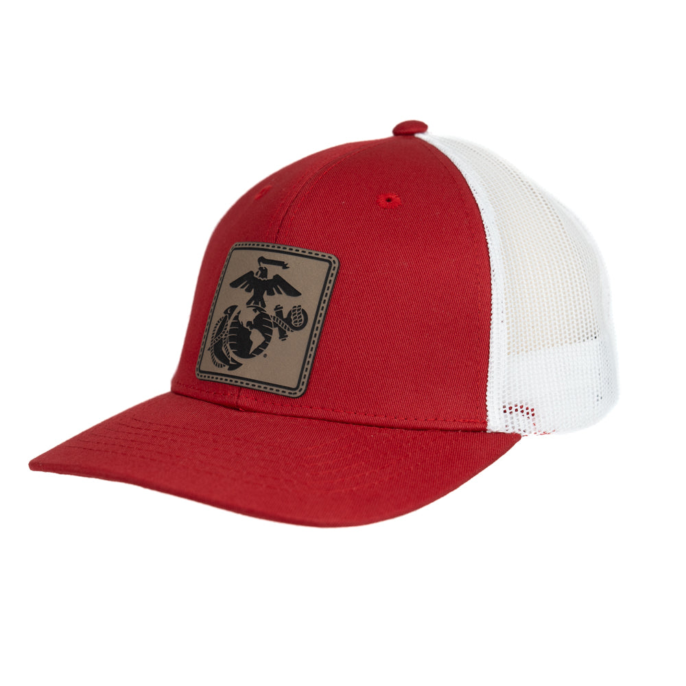 Red/White Trucker Hat-USMC EGA
