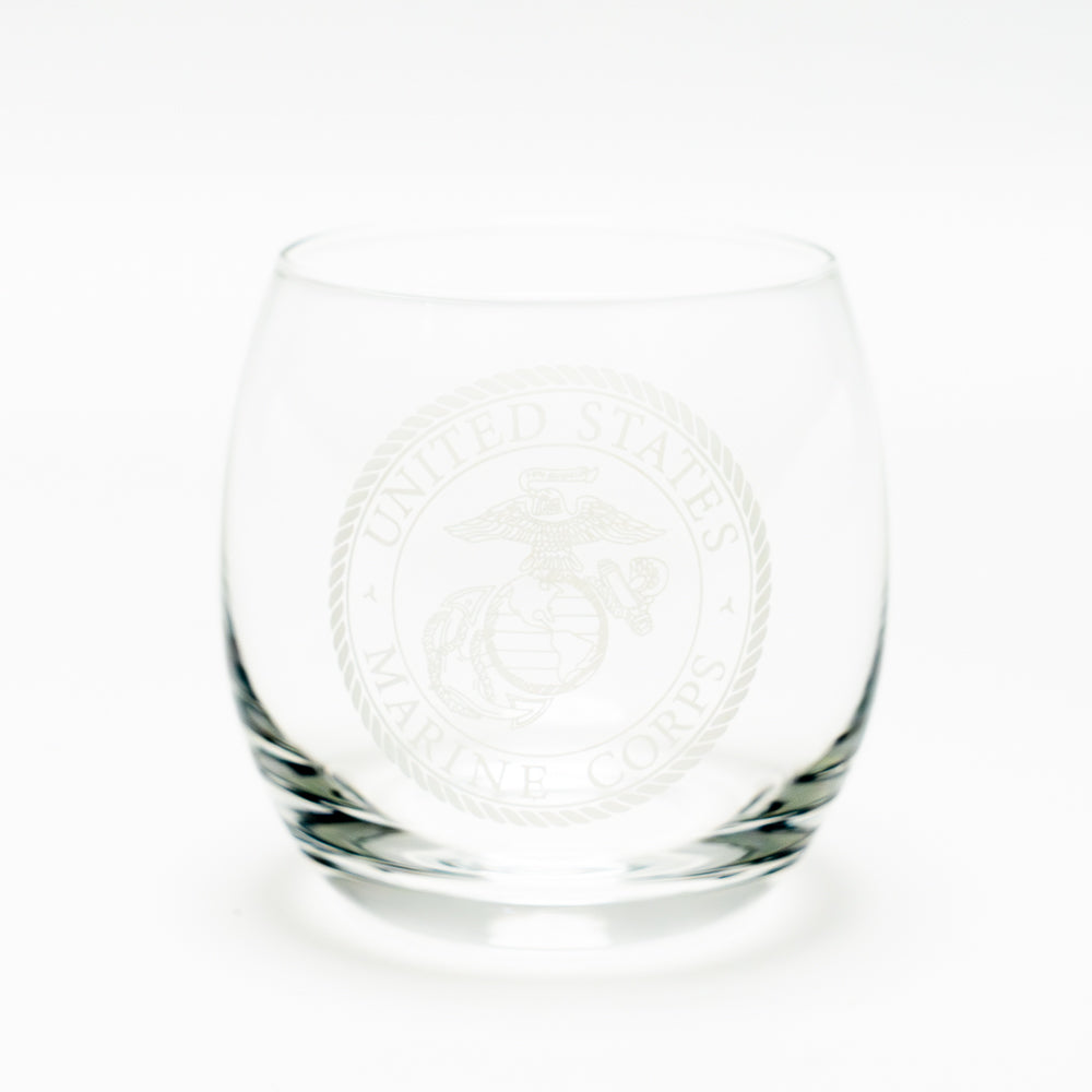 USMC Globe Decanter Set w/4 Emblem Glasses