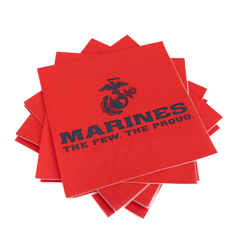 Red Marines Beverage Napkins (16pk)