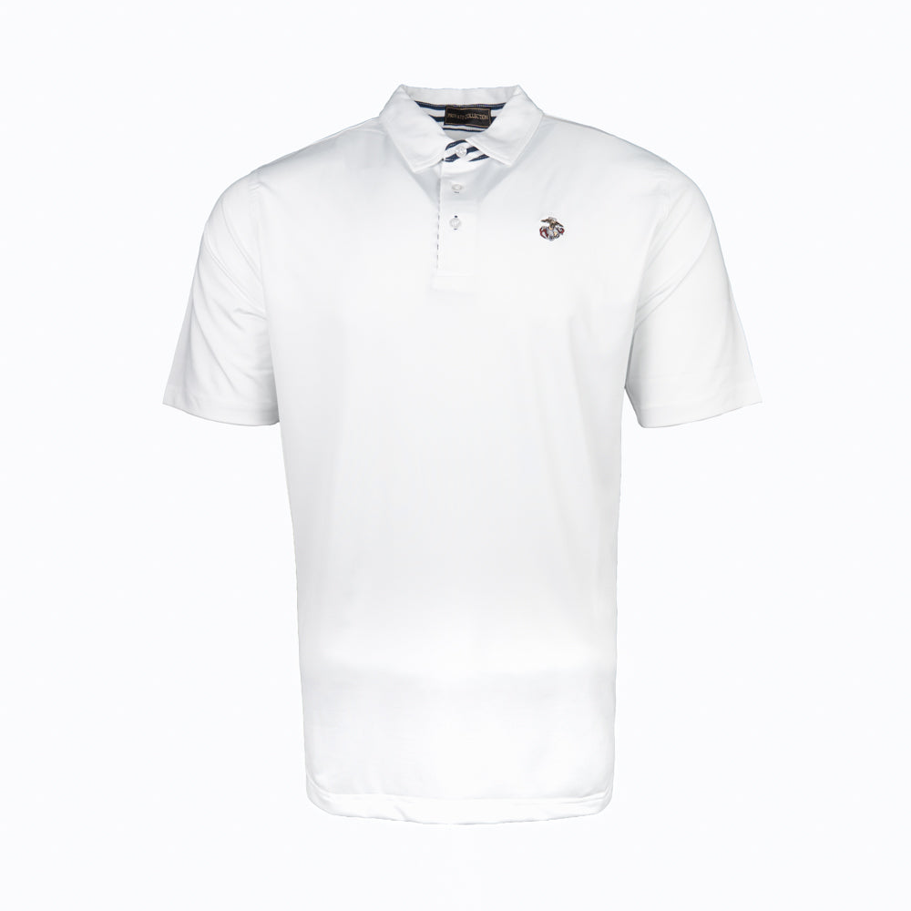 Stripe Placket EGA Polo-White/Navy