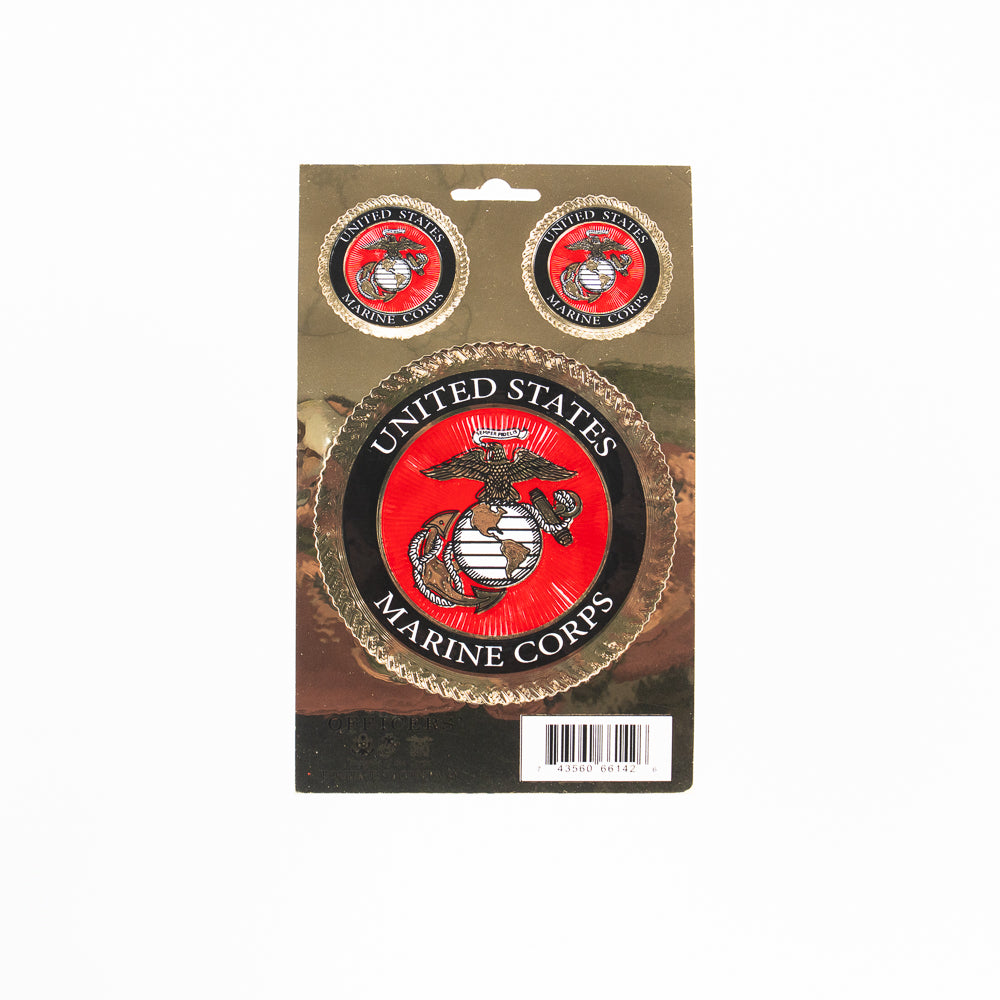 Gold Embossed USMC Emblem Decal Set