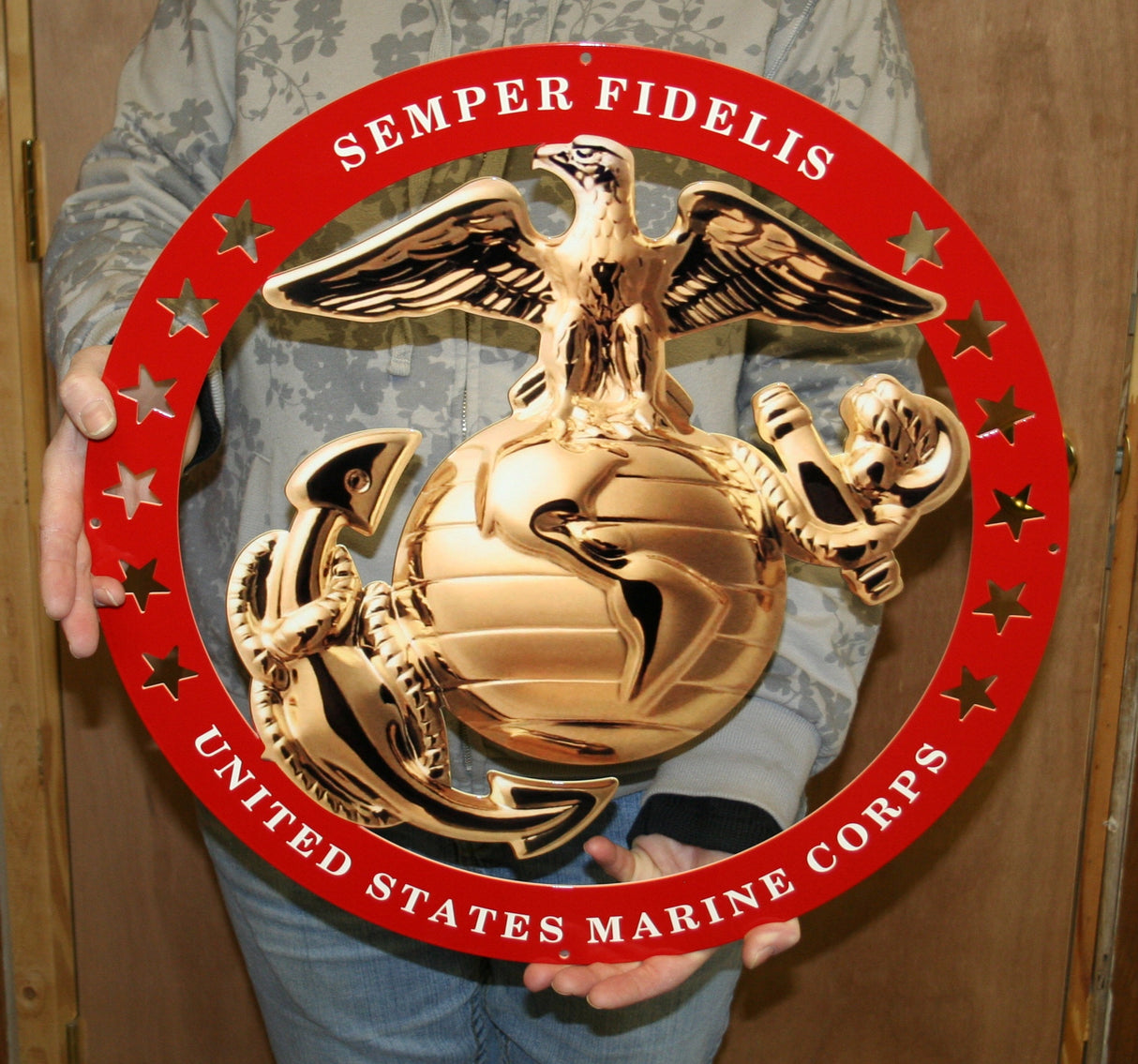 USMC Enlisted EGA Semper Fi Steel Sign 19"