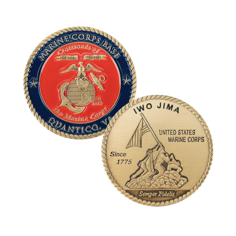 MCB Quantico Coin w/Iwo Jima on Reverse