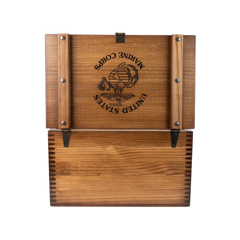 Wooden USMC Ammo Box with Hasp for Lock