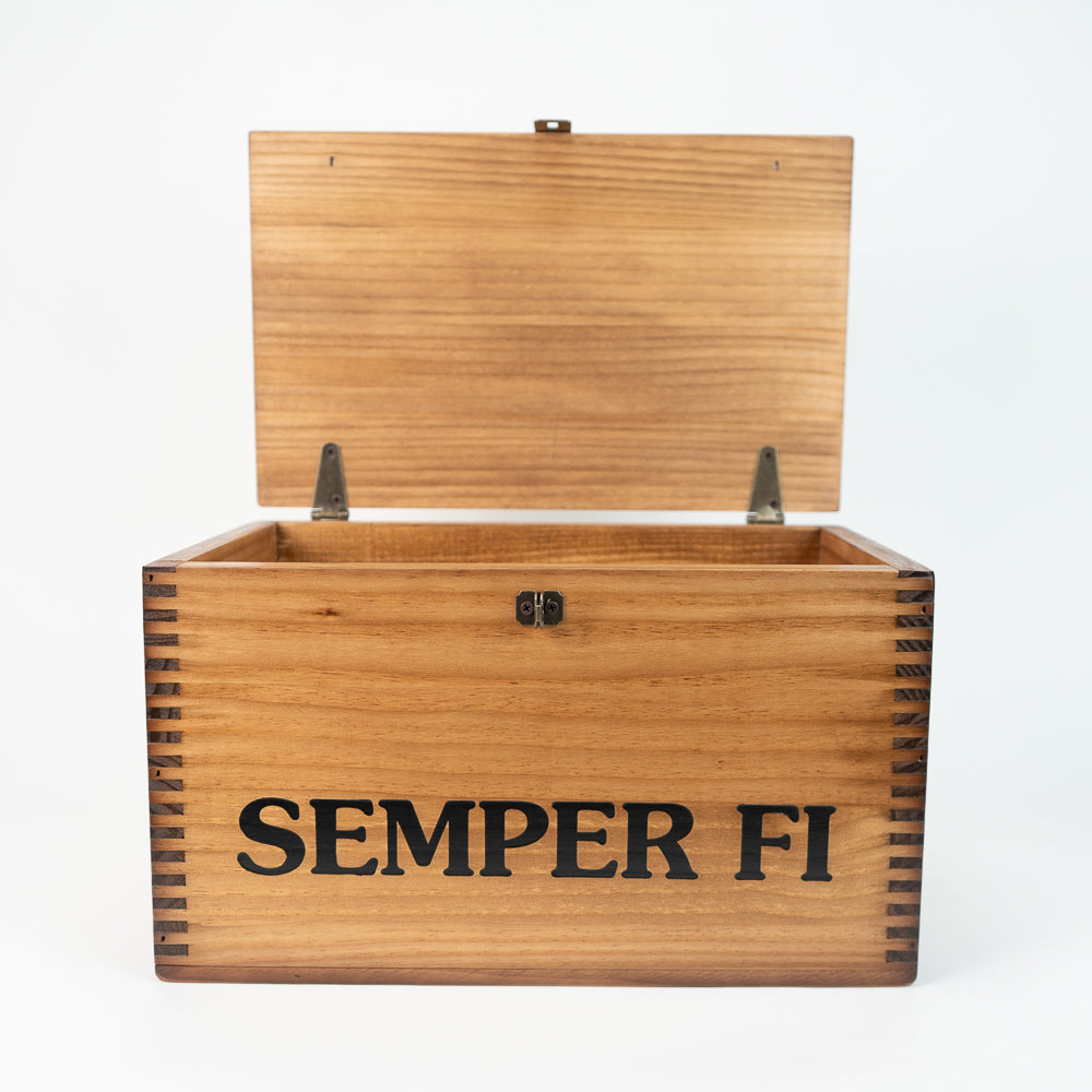 Wooden USMC Ammo Box with Hasp for Lock