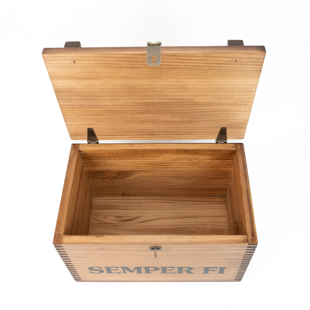 Wooden USMC Ammo Box with Hasp for Lock