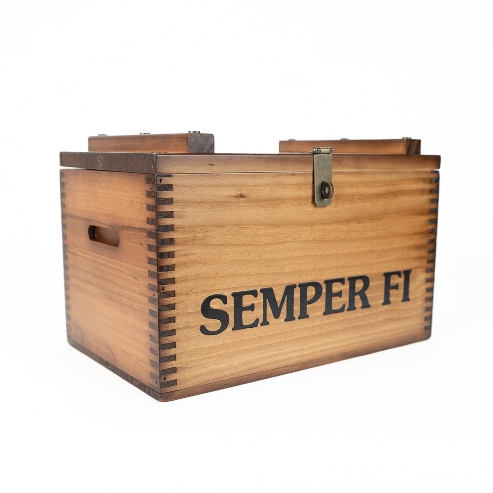 Wooden USMC Ammo Box with Hasp for Lock