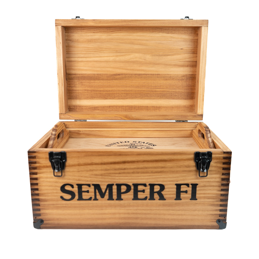 Wooden Footlocker with Leather Handles