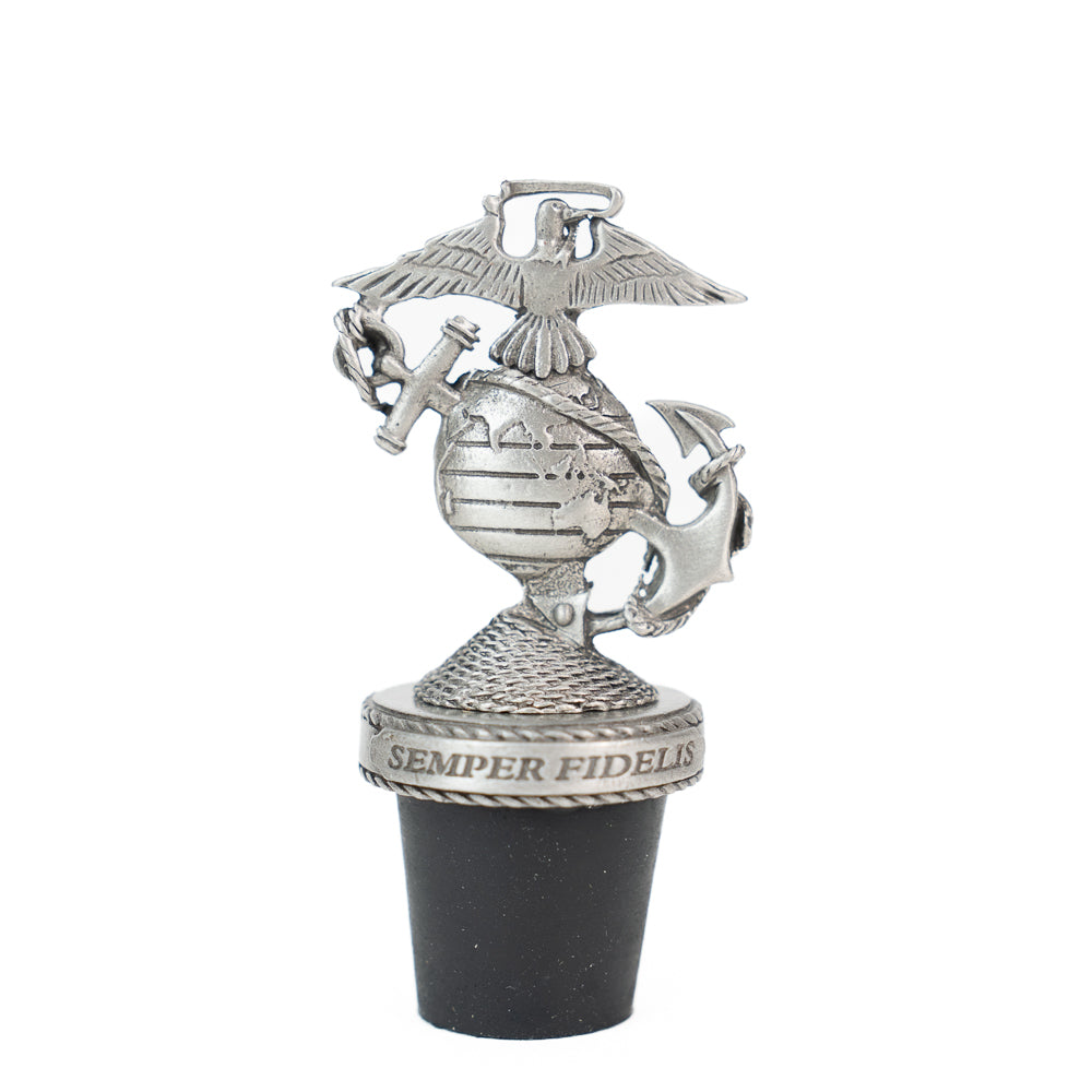 Pewter USMC Emblem Bottle Stopper