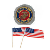 Garden Stone with USMC Emblem & Flags