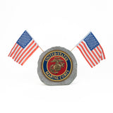 Garden Stone with USMC Emblem & Flags