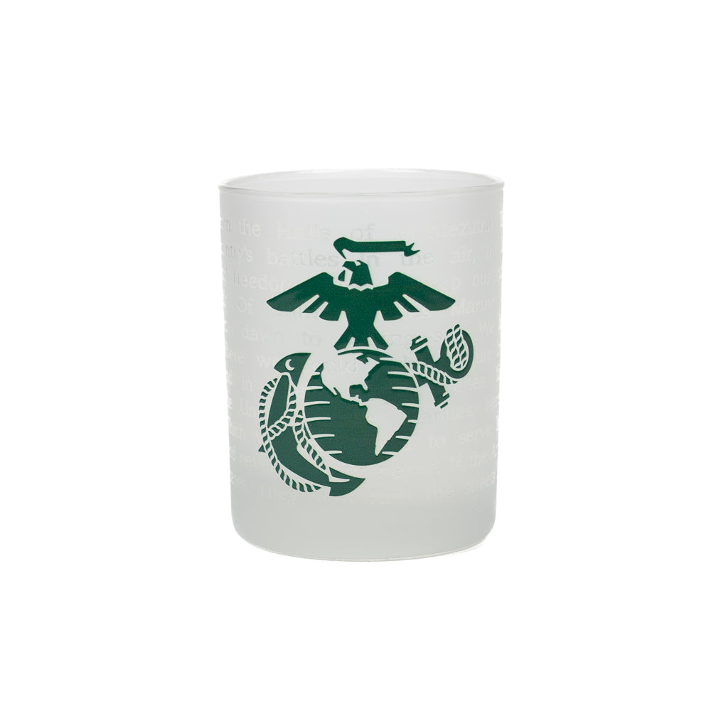 Marine Corps Hymn Frosted Rocks Glass