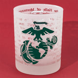 Marine Corps Hymn Frosted Rocks Glass