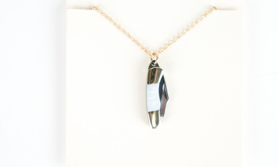 Aliza Necklace-Sm Folding Knife w/14K Gold Fill