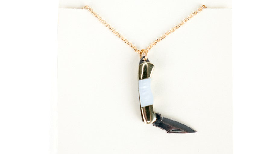 Aliza Necklace-Sm Folding Knife w/14K Gold Fill