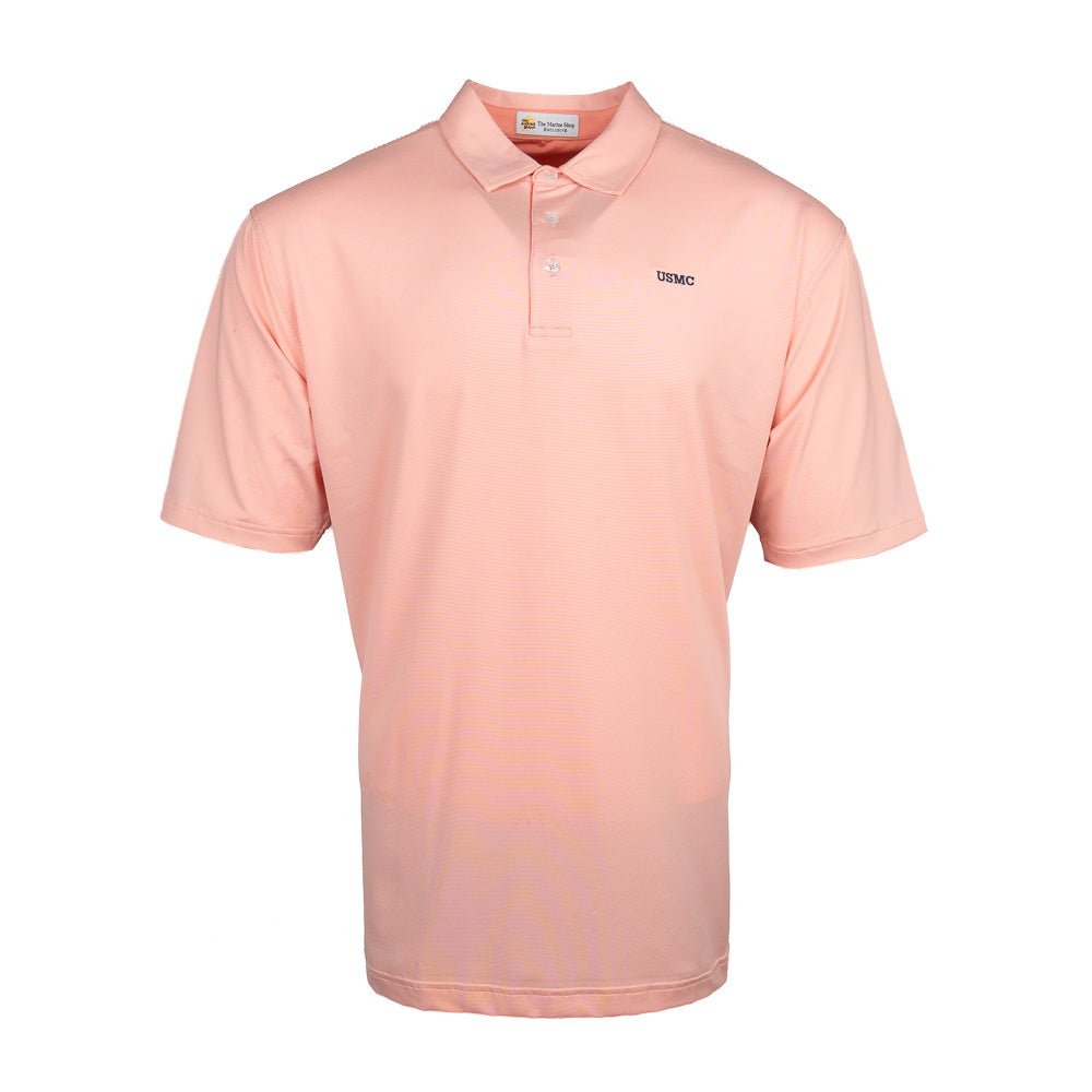 Pinstripe USMC Polo-Salmon