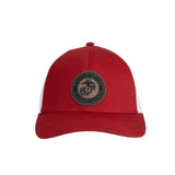 Red/White Trucker Hat-USMC Seal