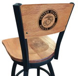 USMC Swivel Bar Stool with Wooden Seat