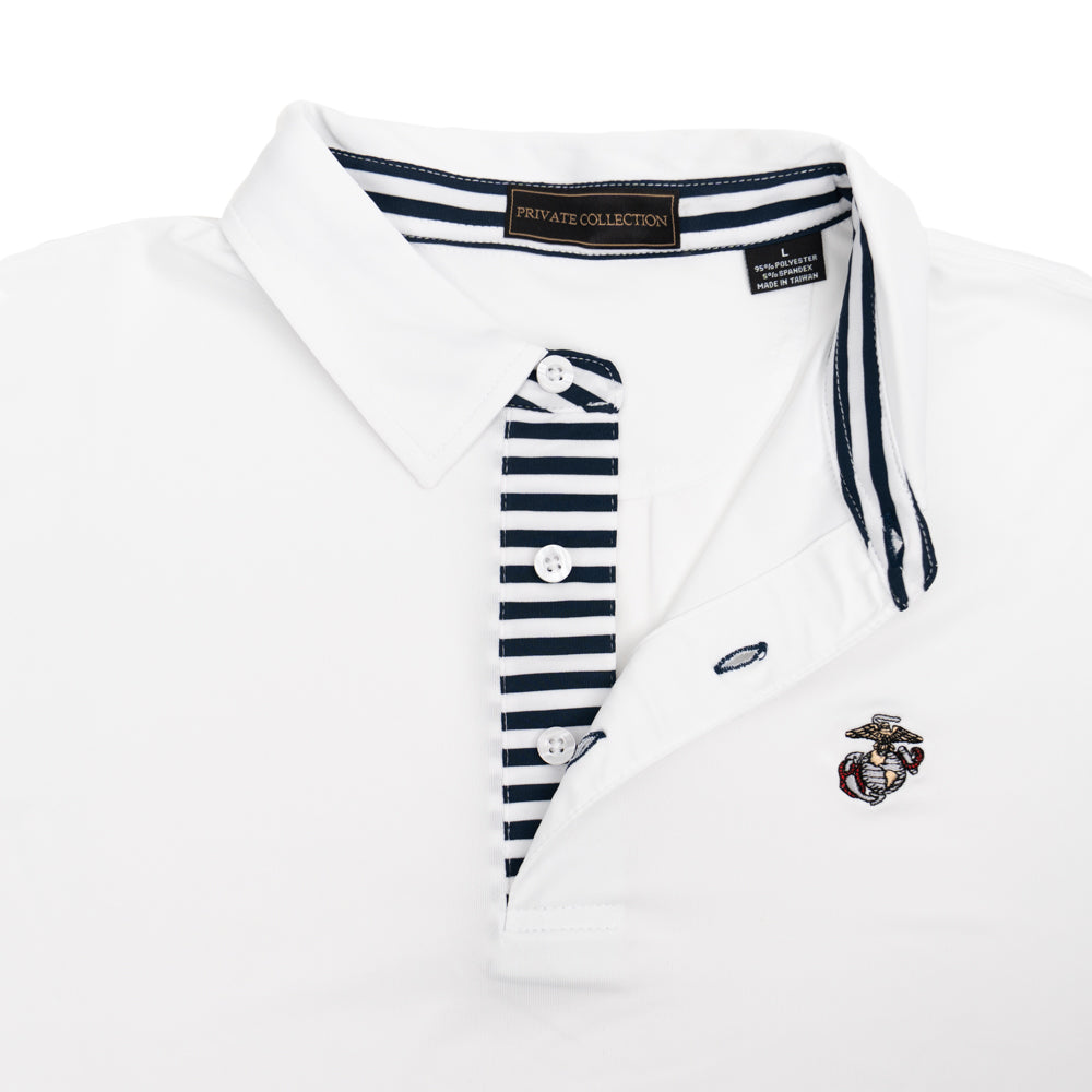 Stripe Placket EGA Polo-White/Navy