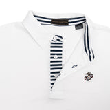 Stripe Placket EGA Polo-White/Navy