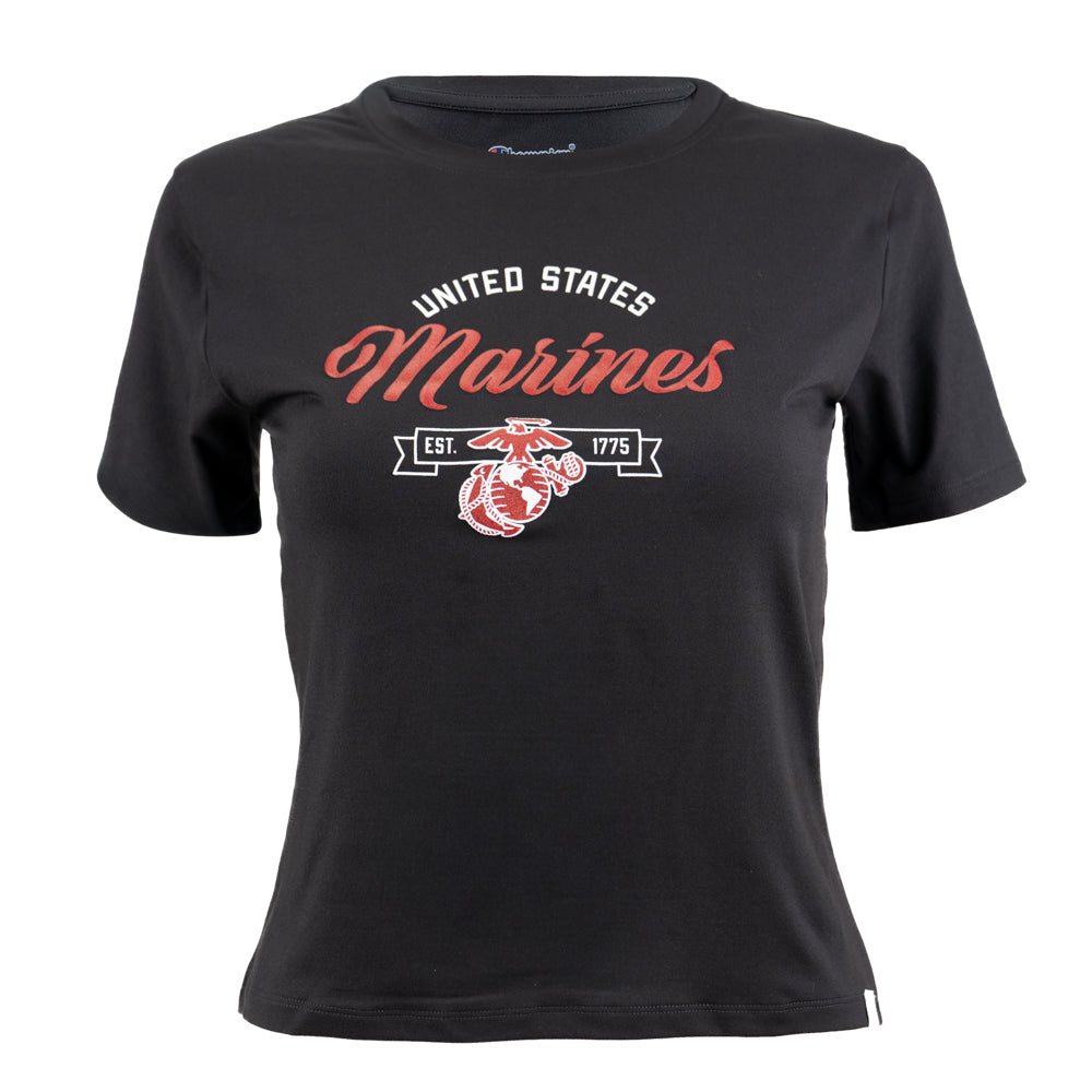Women's Marines Athletic Soft Touch Tee-Black
