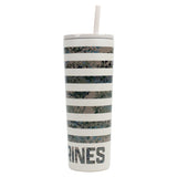 USMC Camo Stripe Straw Stainless Steel Tumbler 30oz