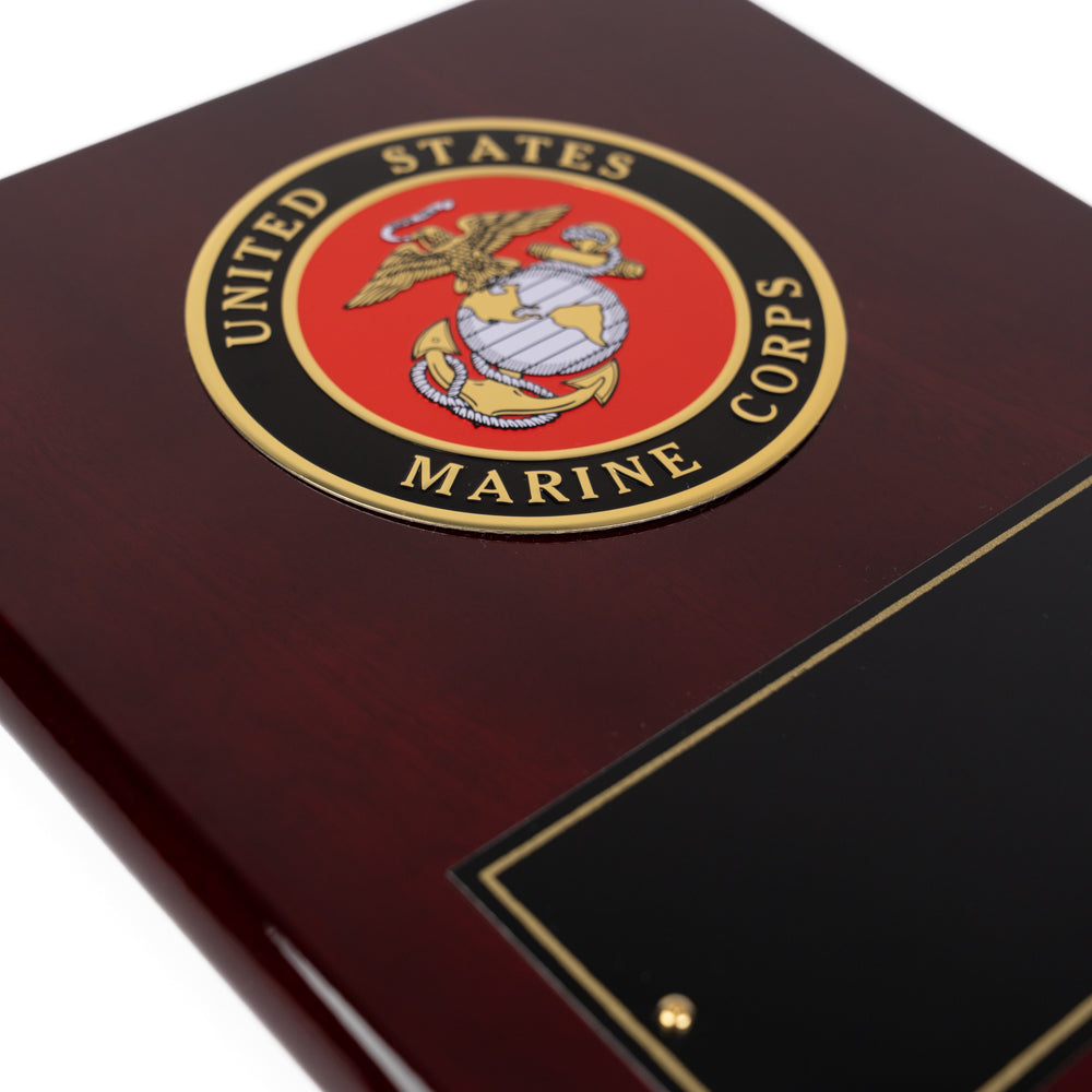 8 x 10" Cherry Finished USMC Plaque with Medallion