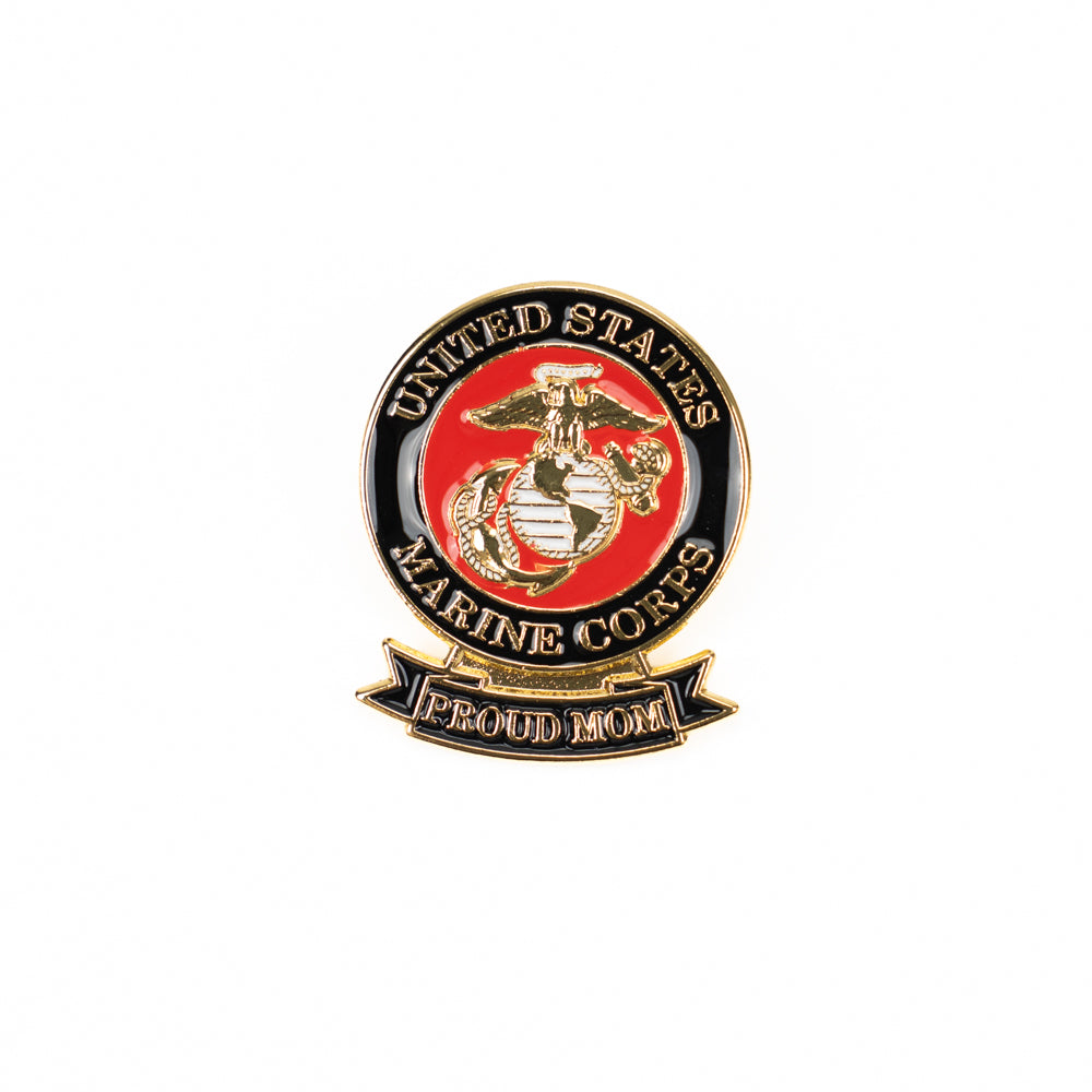 1-1/8 x 7/16" USMC Proud Mom Lapel Pin