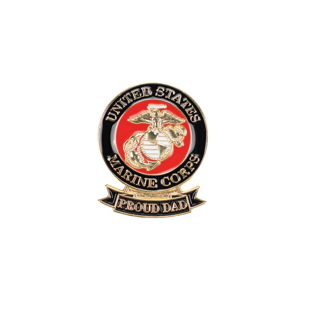 1-1/8 x 7/16" USMC Proud Dad Lapel Pin