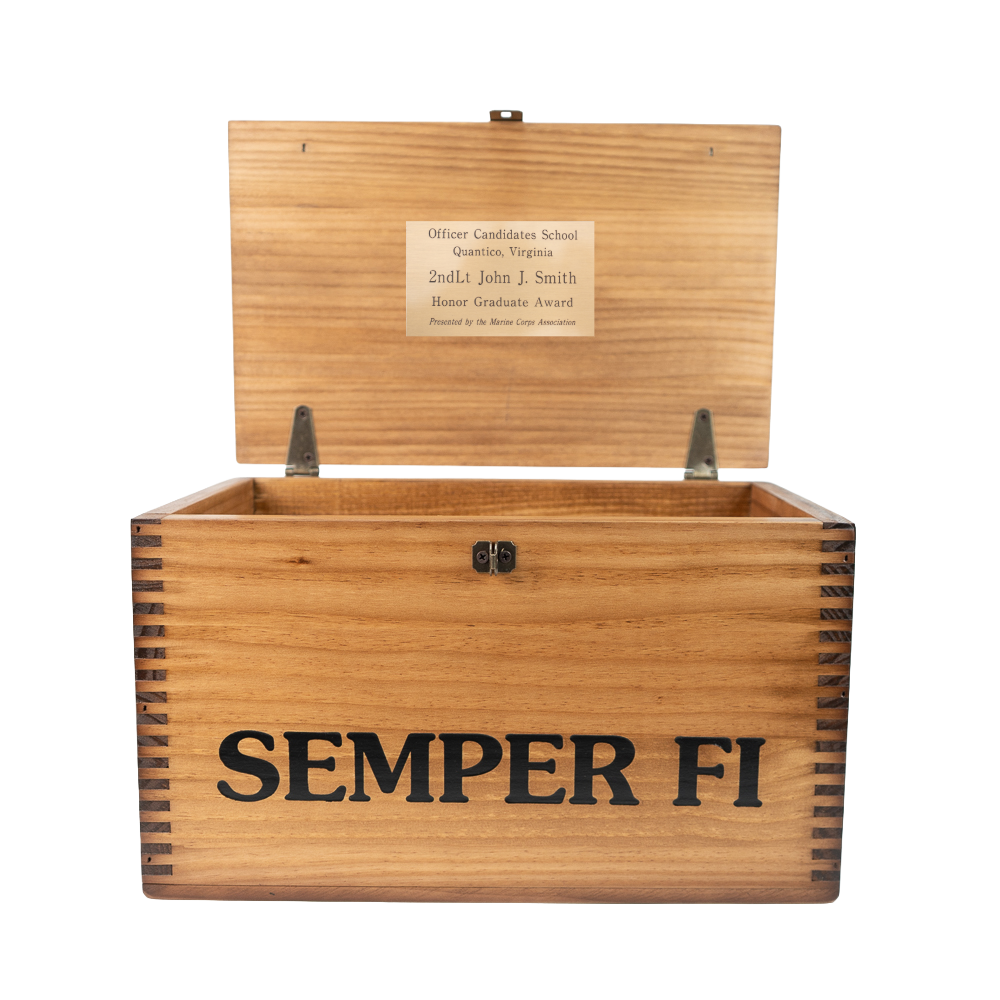 Wooden USMC Ammo Box with Hasp for Lock